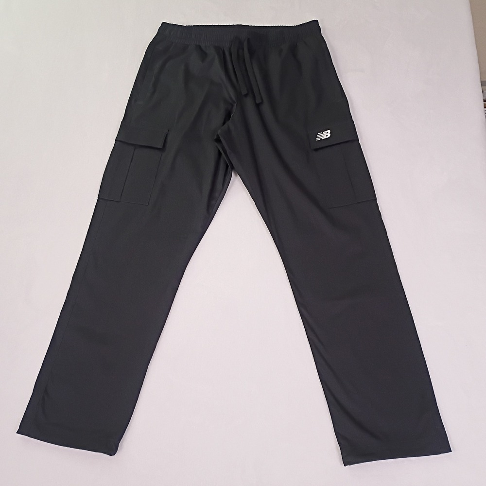 New Balance Mens L Cargo Pants Black Standard Fit Cotton Stretch MP33604 NWT - Picture 2 of 13